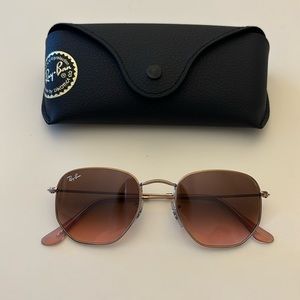New Ray Ban Sunglasses Hexagonal Flat Lenses Polished Copper Brown Lenses